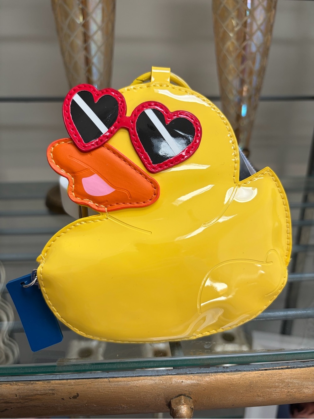 Bath & Body Works Yellow Duck Coin Purse with Red Heart Sunglasses & Tote NWT